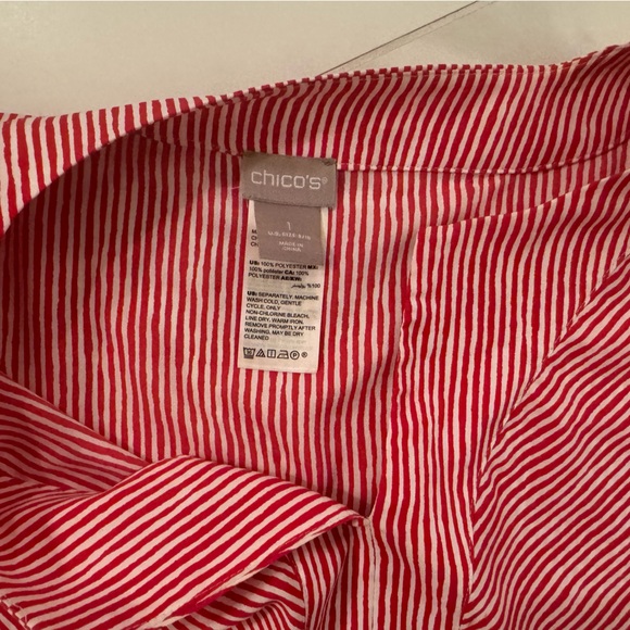 Chico’s Women’s Pink Striped Tie-Front Top - Picture 3 of 3